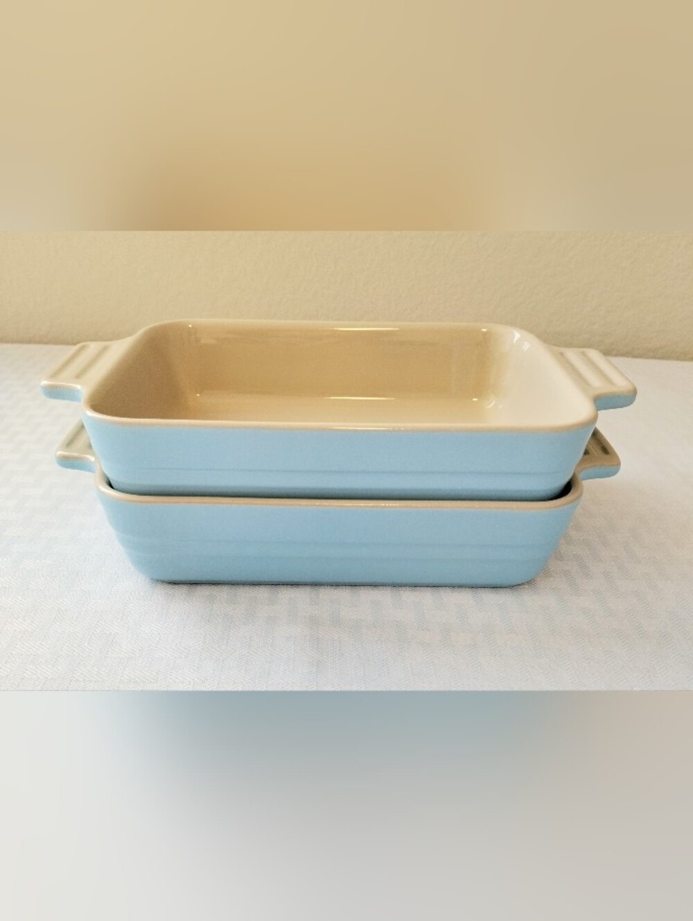 Le Creuset set of 2 SKY BLUE 18 cm Rectangular Stoneware Baking Dish 7x5